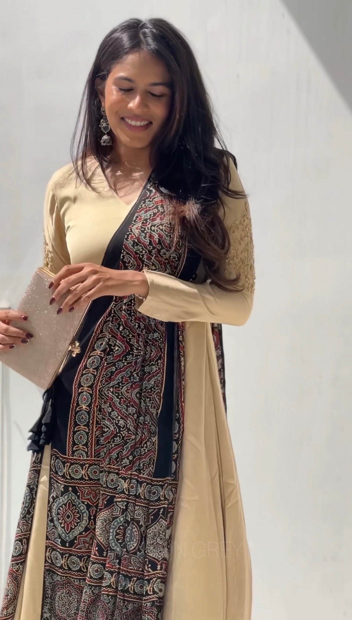 Anarkali with Draped Shawl 2