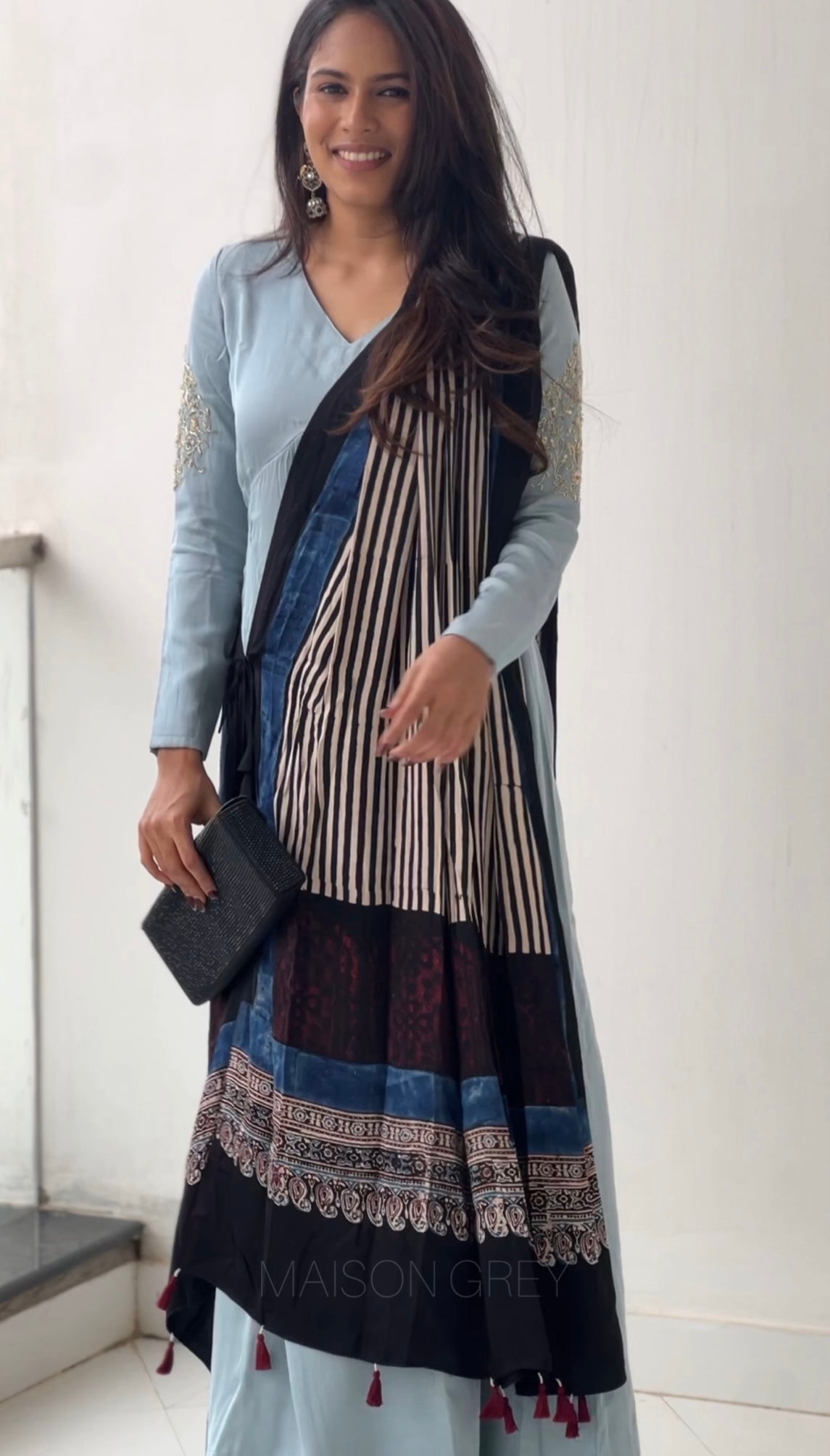 Anarkali with Draped Shawl 9