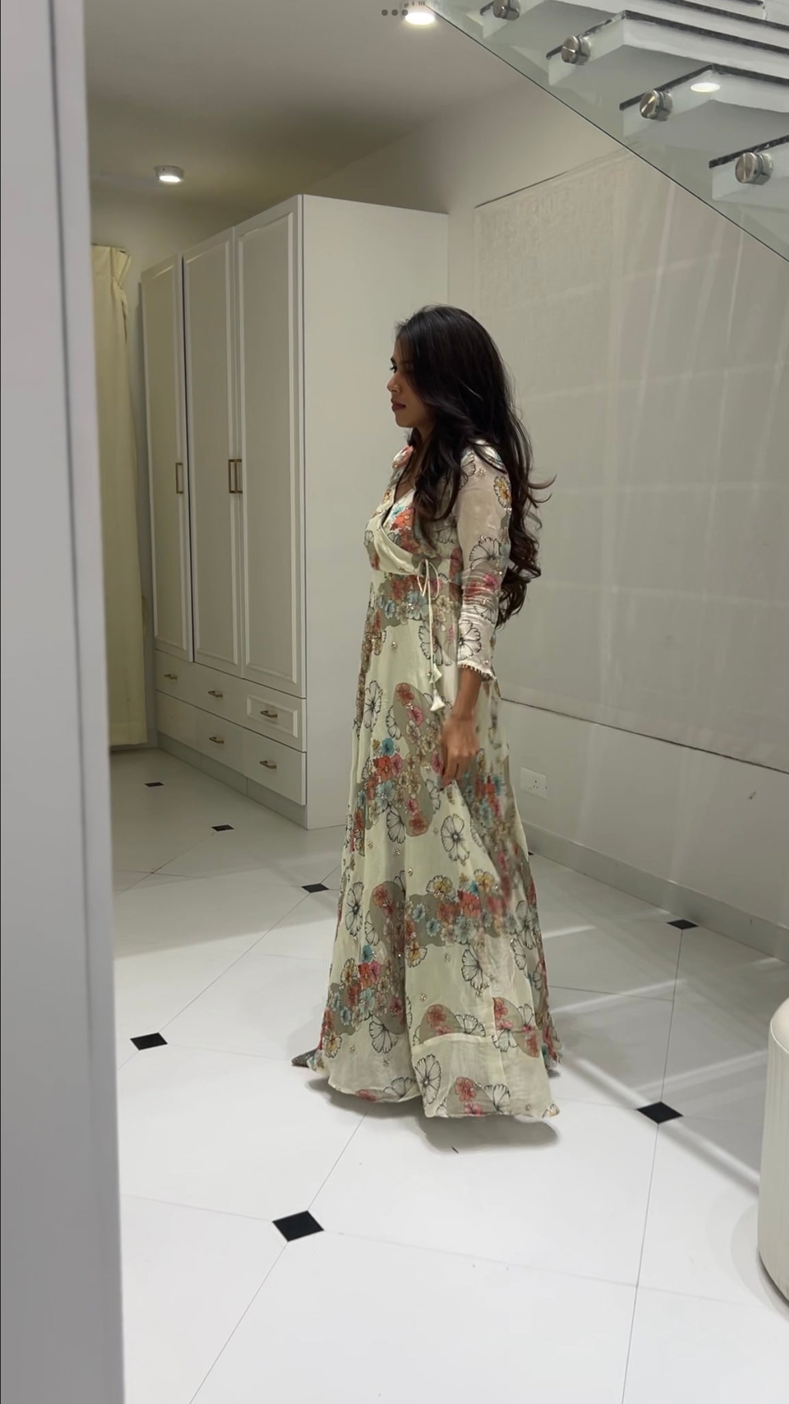 Crepe Silk Floral Suit