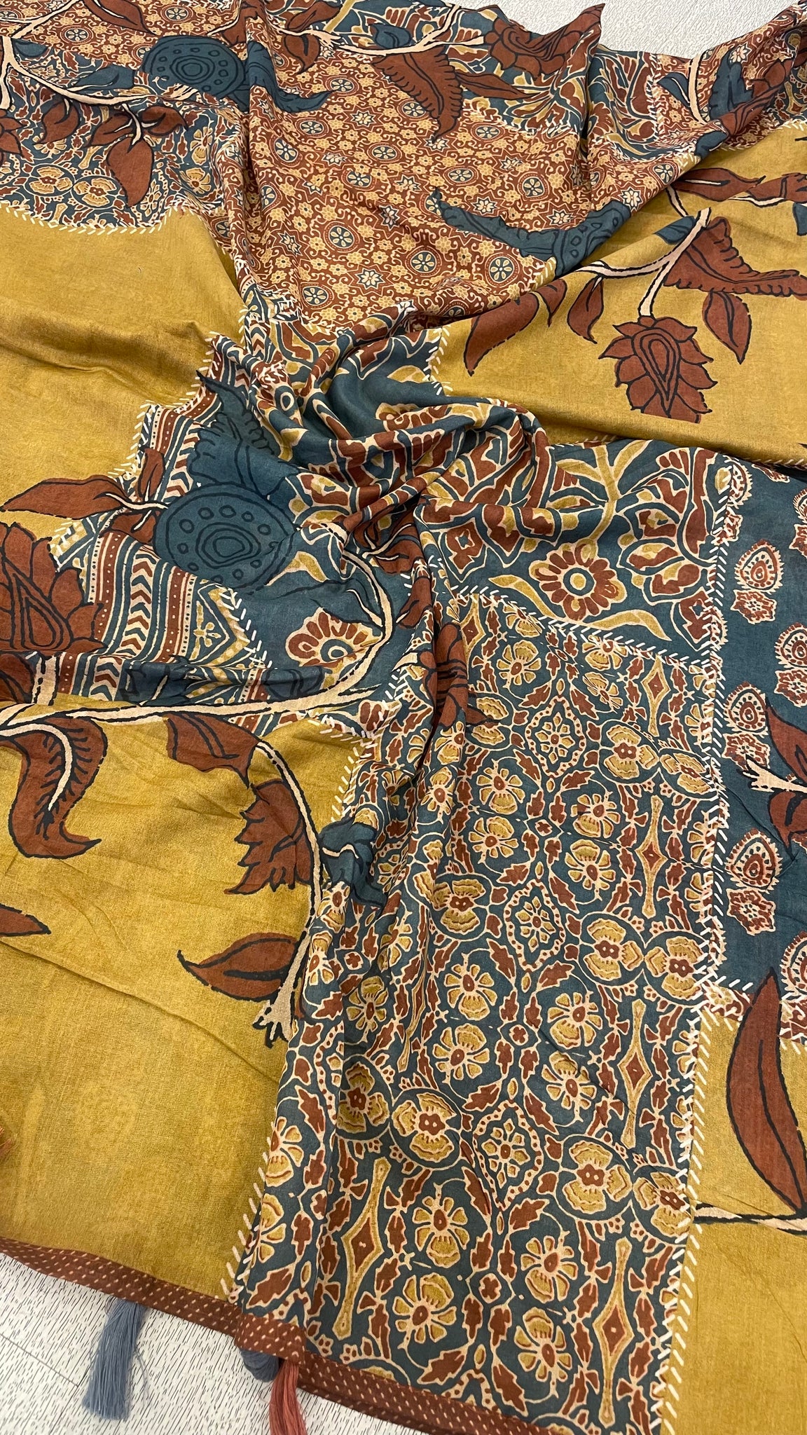 Mustard Kalamkari Shawl