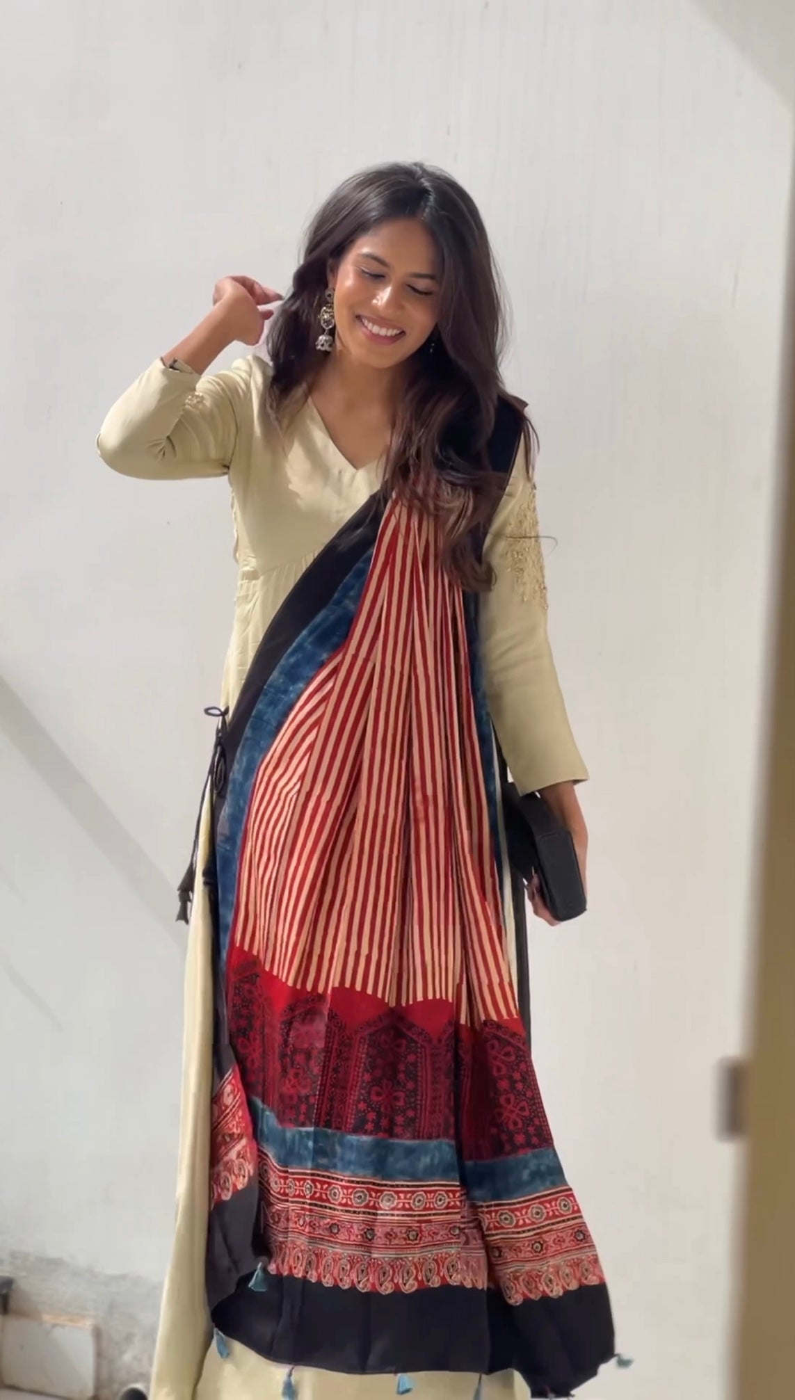 Anarkali with Draped Shawl 8
