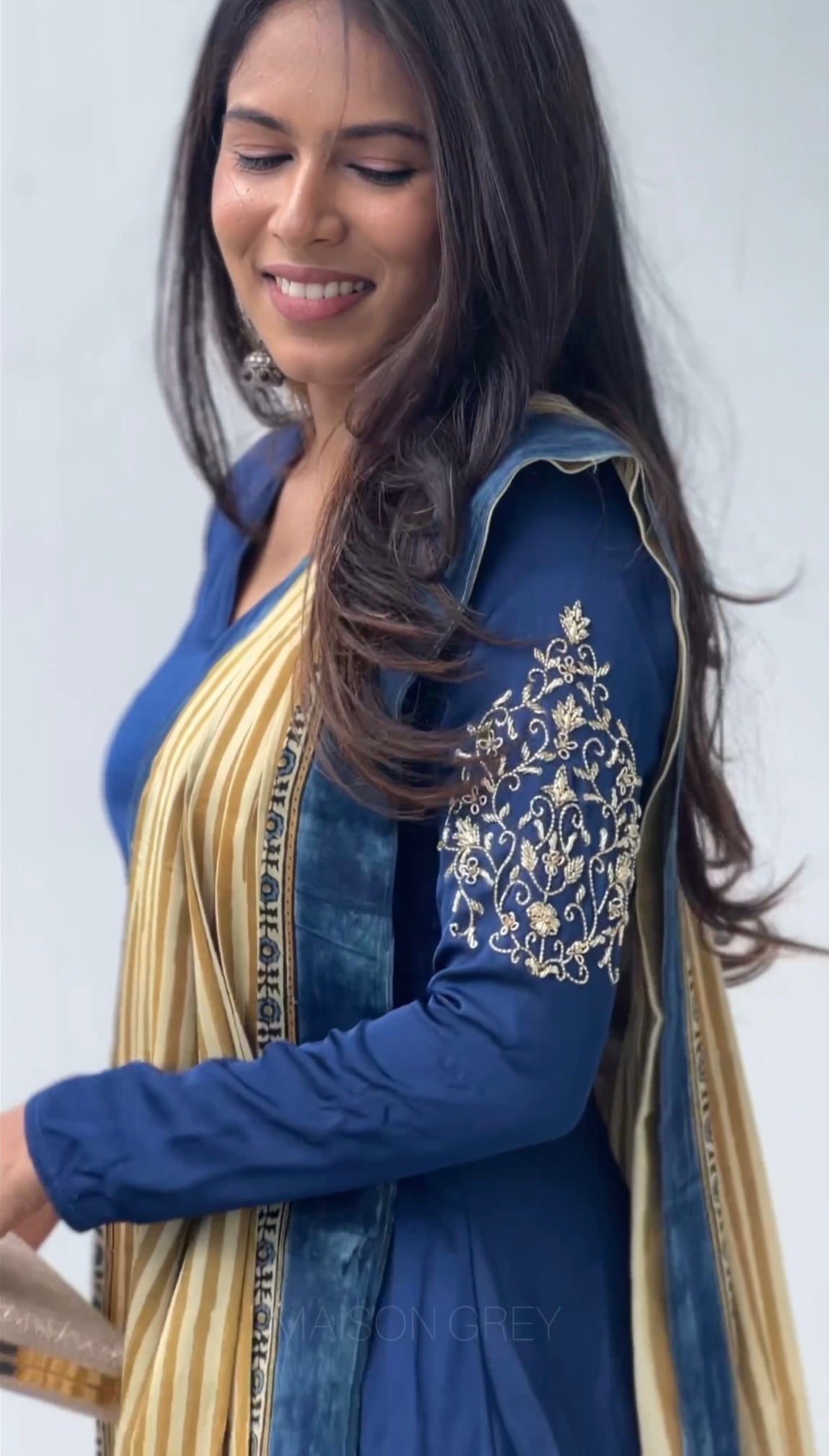 Anarkali with Draped Shawl 3