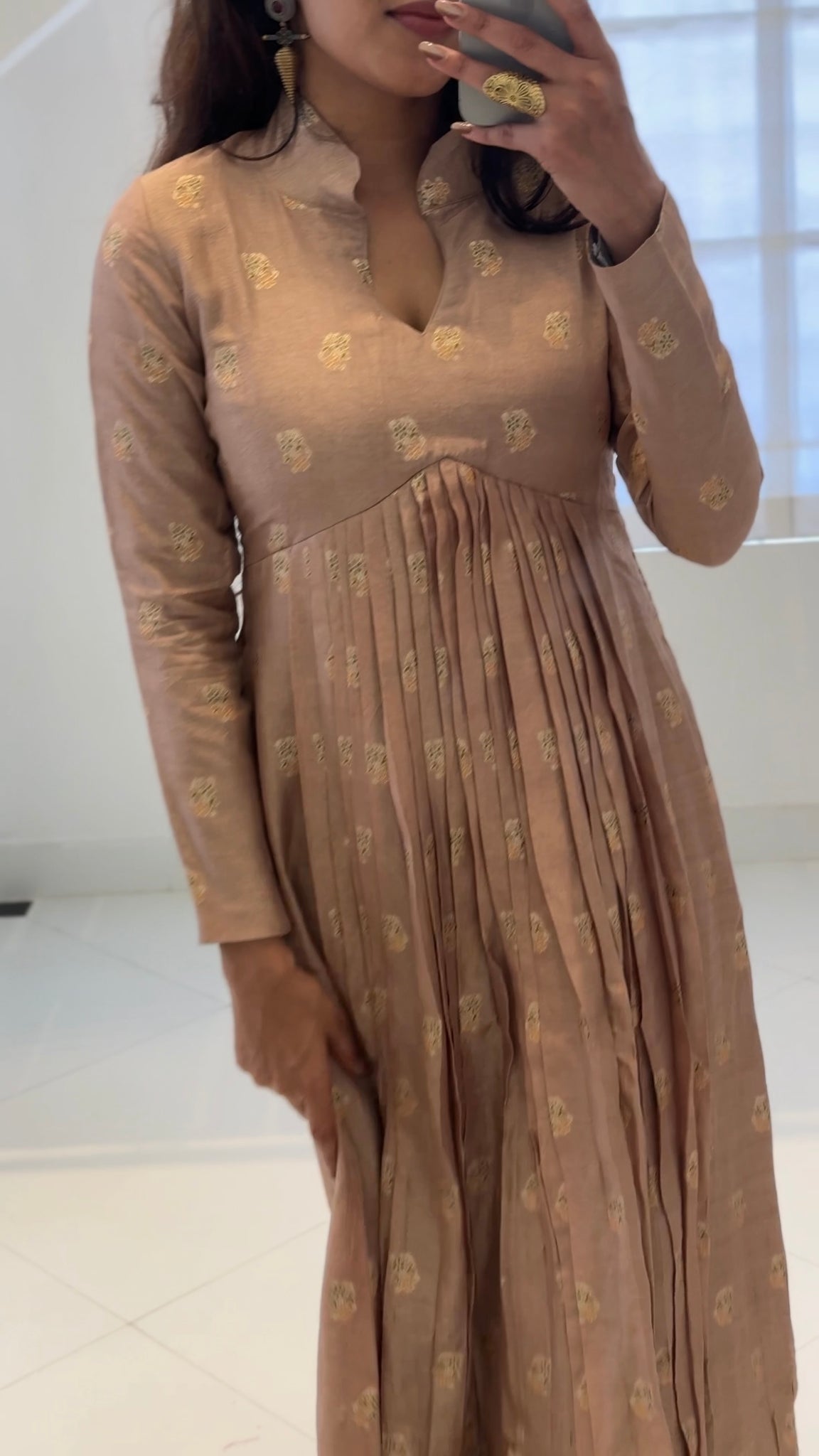 Light Beige Chanderi Suit with Meenakari