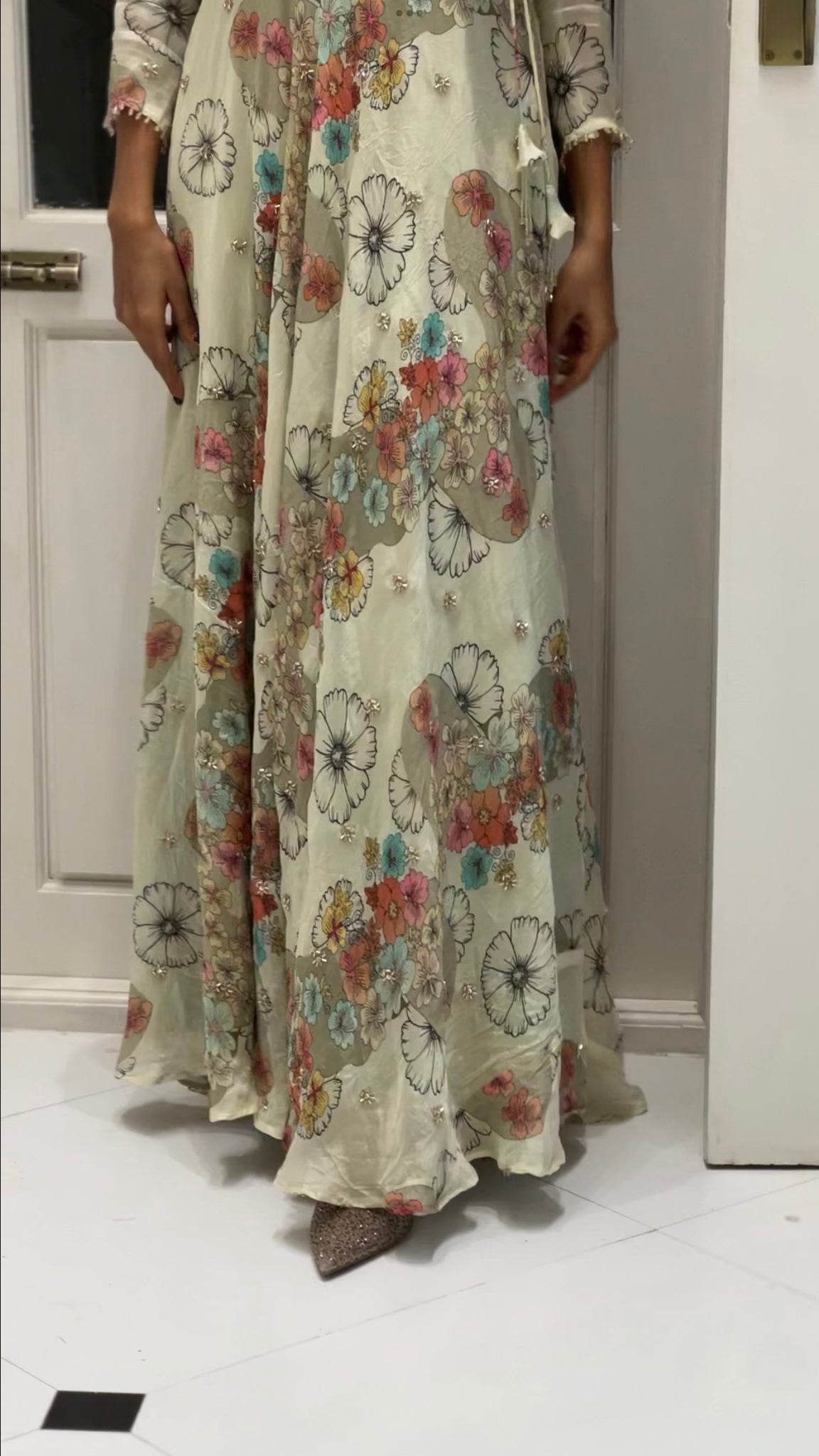 Crepe Silk Floral Suit