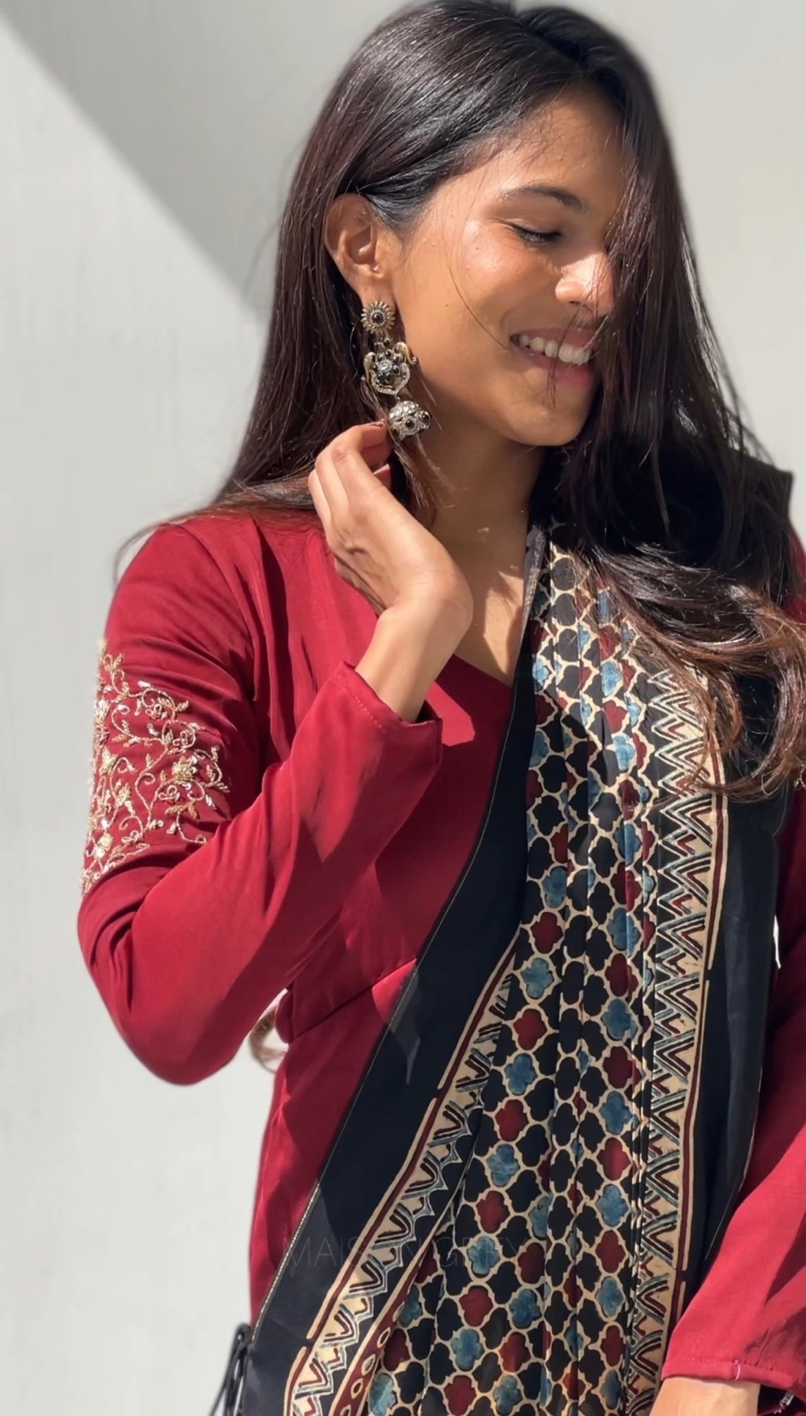 Anarkali with Draped Shawl 4