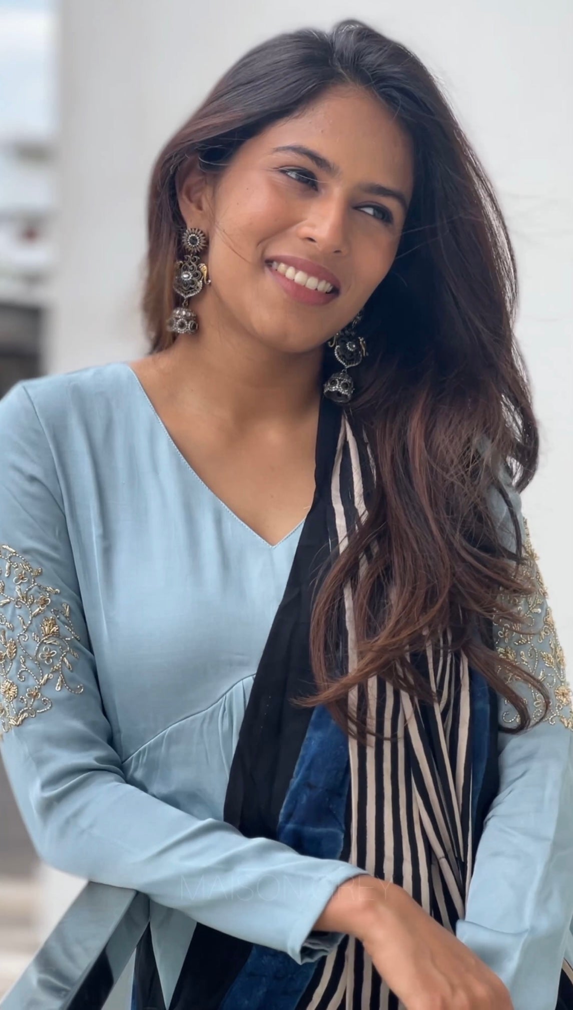 Anarkali with Draped Shawl 9