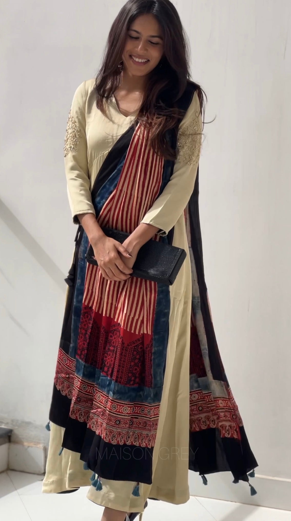 Anarkali with Draped Shawl 8