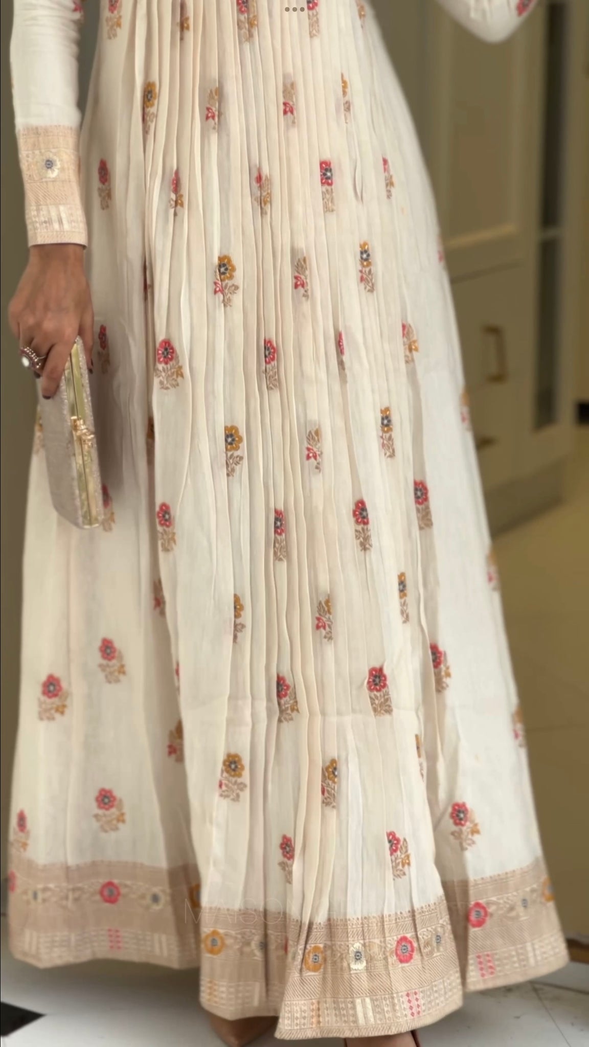 Ivory Chanderi Suit with Meenakari
