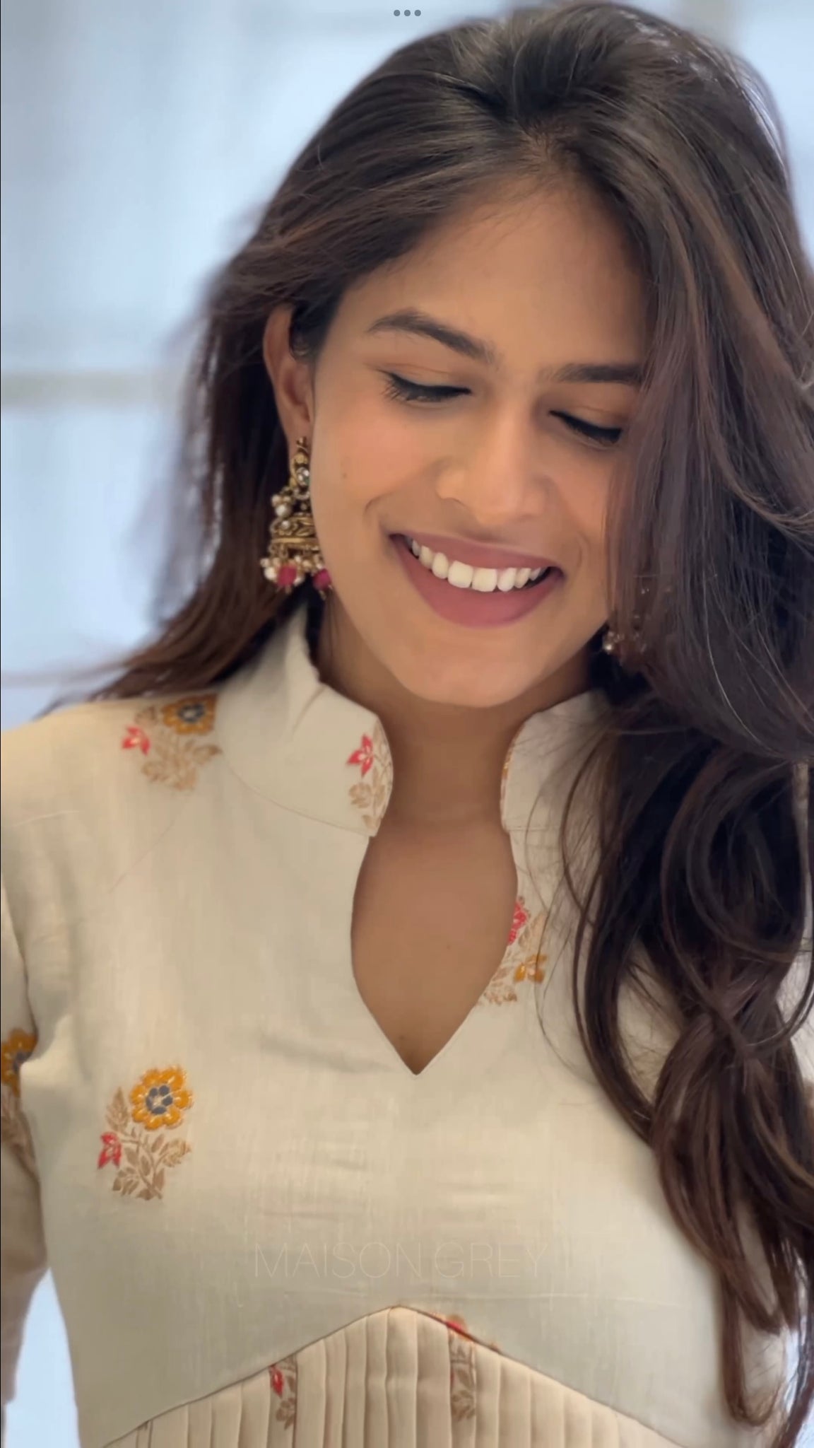 Ivory Chanderi Suit with Meenakari