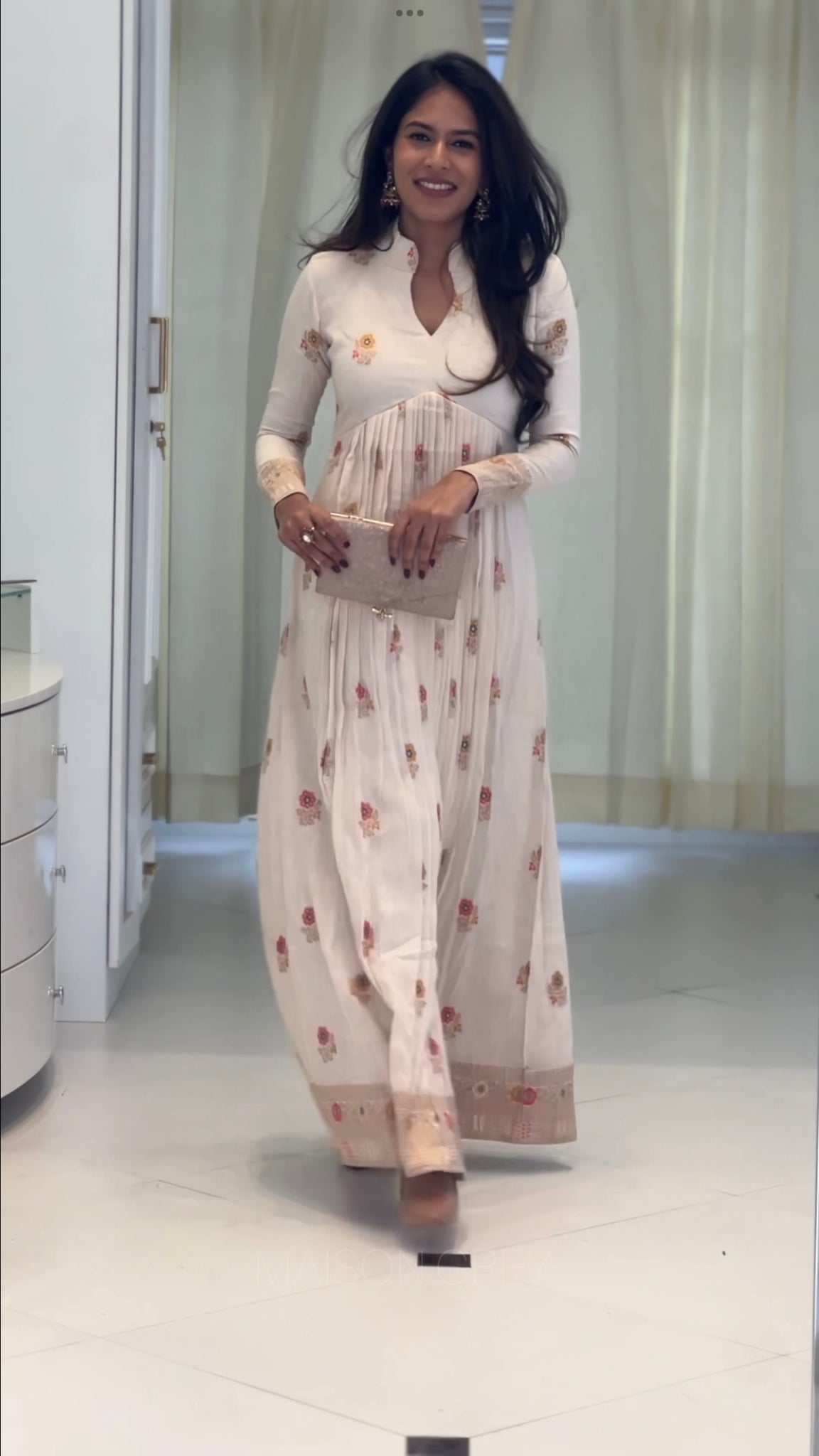Ivory Chanderi Suit with Meenakari