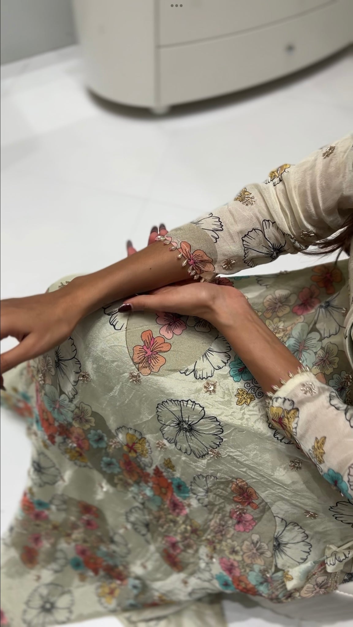 Crepe Silk Floral Suit