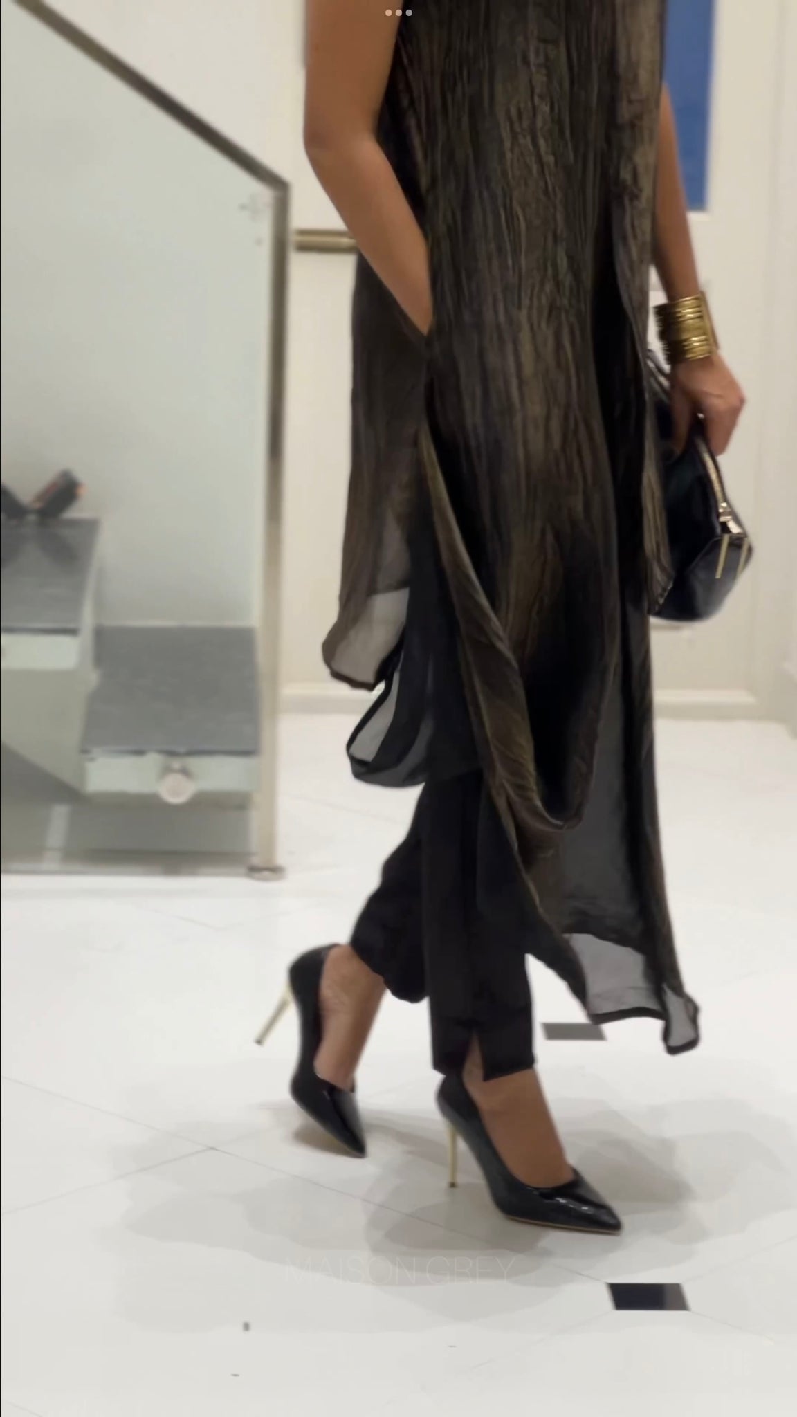 Draped Kurta with Cowl Neck