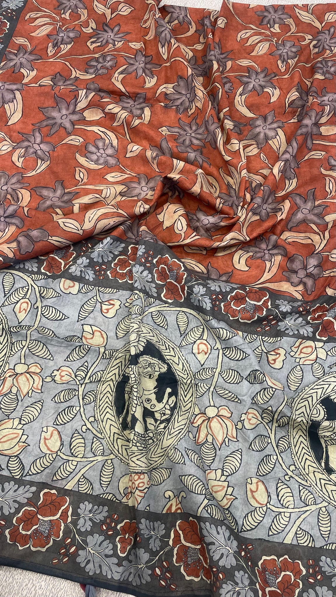Brick Red Kalamkari Shawl
