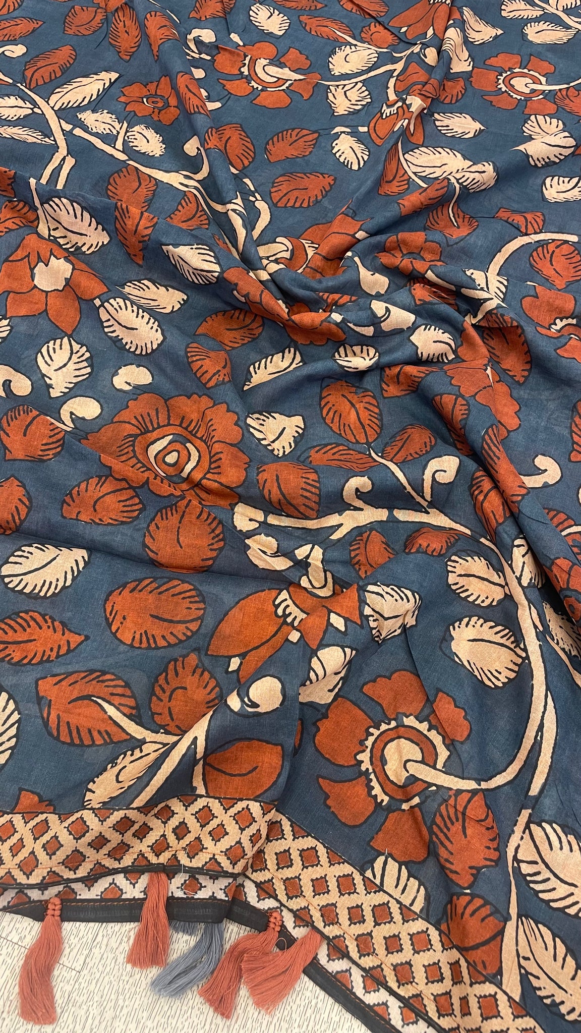Navy blue Kalamkari Shawl
