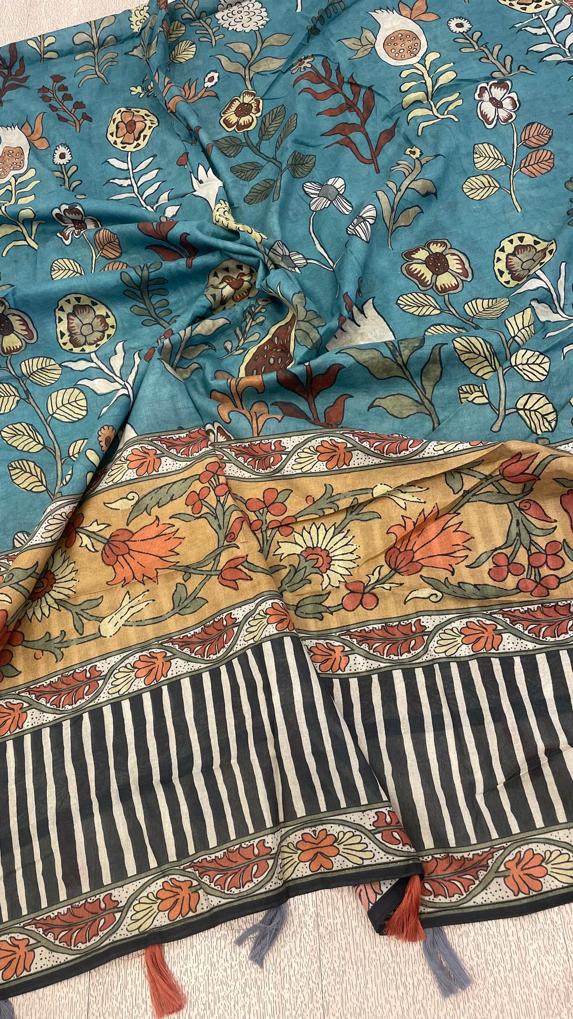 Teal Kalamkari Shawl
